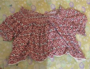 fasttt 👚🥳🤩Patterned Off-Shoulder Crop Top