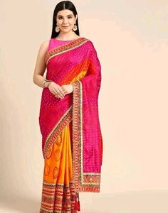 Heavy Border Bandhani Saree♥️