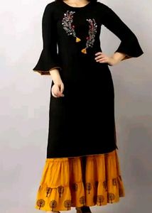 Elegant Black Embroidered Kurta Set