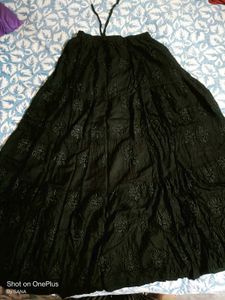 Black Embroided Long Skirt