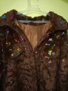 Brown Faux Fur Jacket upper