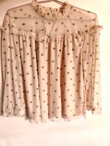Polka Dot Ruffle Top