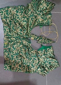 Green  Gold Embroidered Blouse