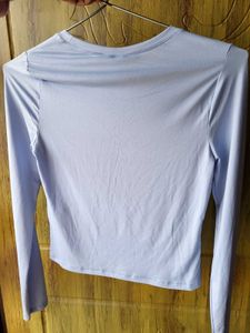 H&amp;M Long Sleeve Microfibre Powder Blue Top/ S