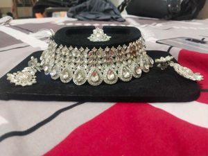 Silver Colour Joker With Earrings And Tika