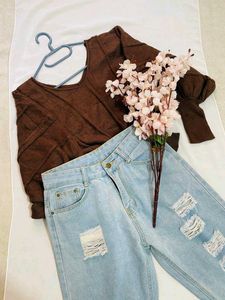 🎁Buy2 Get2 Free Brown Puff Sleeves Knit D