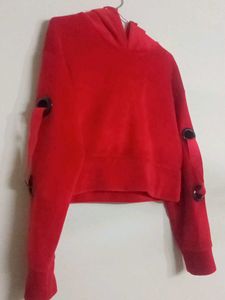 Red Cropped Hoodie