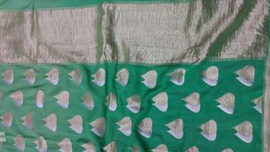Green Saree with Silver Accents