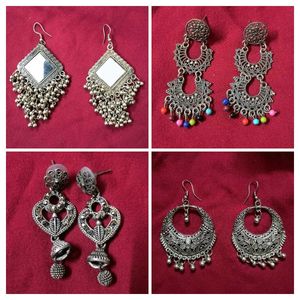 Combo - 4 Oxidised Earrings