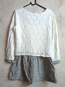 Trendy Ladies Lace Fashion Top White