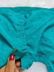 🌟Teal Embroidered Fully Stitched Blouse