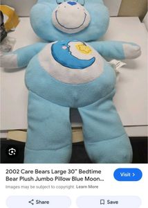 Bedtime Bear Plush Jumbo Pillow Blue Moon Star