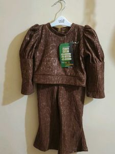 Girl's Brown Top and Pant Set