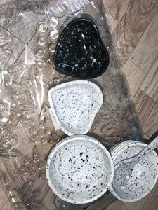 bowls, spoons and heart shape small bowl  avai