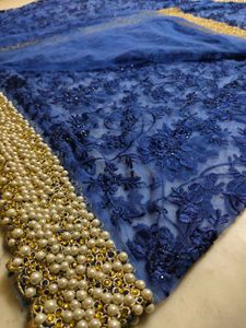 Elegant Blue Embellished Saree