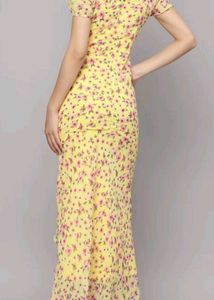 Floral Ruffle Slit Maxi Dress
