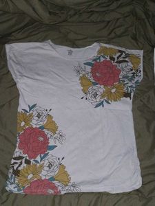 Floral Print White Tee