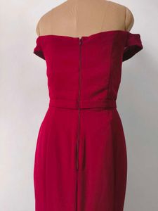 Maroon Off-Shoulder Mermaid Gown