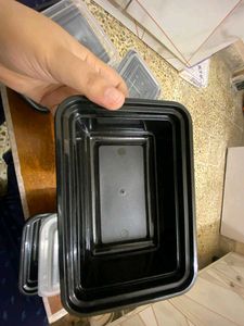 Plastic Black Food Containers - Set of 5