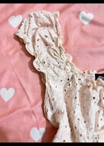 Stylecast Front Open White Eyelet Lace Top