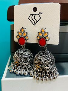 Red Jhumka Earrings