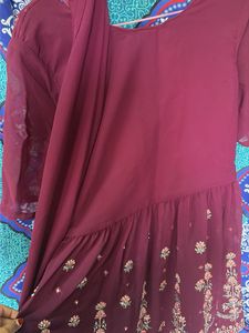 Maroon Embroidered Palazzos