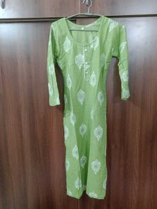 Green Printed Kurti Set