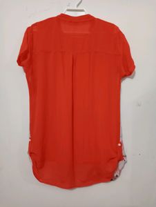 Women Red Long Top With Inner Hosery