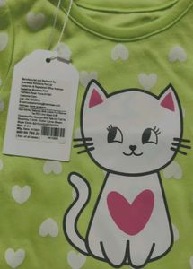 Lime Green Cat Tee - 6-9 Months