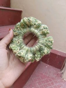 Green Crochet Scrunchie