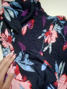 Floral Black Crop Top