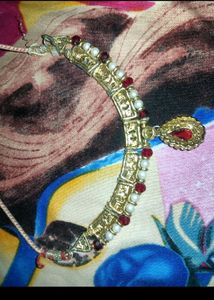 White And Red Colour Diamond Necklace