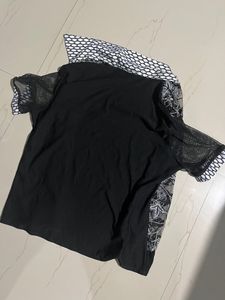 Aesthetic Mesh Black Zip Up Top With Detailing ✨