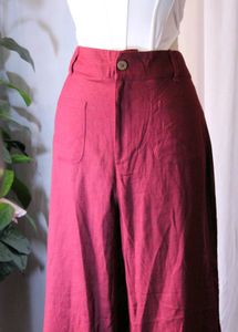 Lov Burgundy Wide Leg Fit High Rise Pants