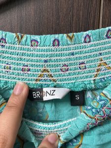 Teal Cinched Neck Top