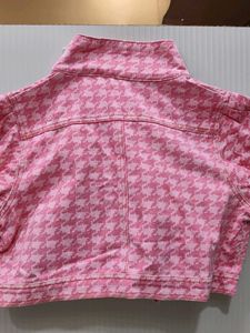 Pink Houndstooth Denim Jacket