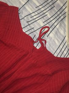 Red crop top with balloon sleeves