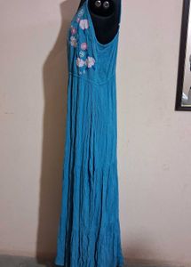Turquoise Embroidered Maxi Dress