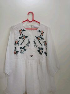 White Floral Embroidered Top