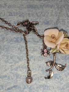 Flower Metal Chain Necklace &amp; Earring Set