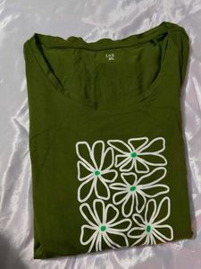 Olive Green Floral Graphic Tee