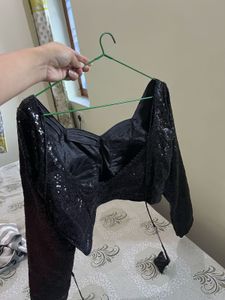 Sequin Embellished Black Blouse