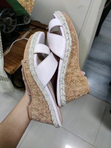 Light pink platform wedges
