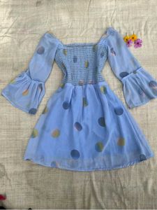 Cute Blue Polka Dot Dress