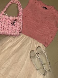 Pink Knit Top &amp; Tulle Skirt Set