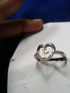 P Initial Silver Ring