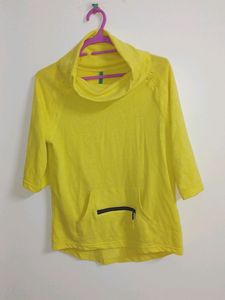 Branded Turtle Neck Yellow Sweatshirt