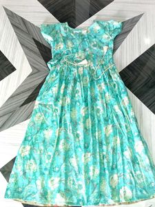 Teal Floral Print Dress