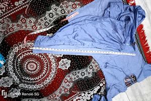 sky Blue Pakistani shining crepe full  patiyala