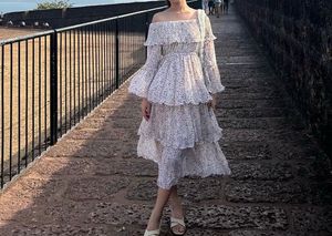 Floral Ruffle Off-Shoulder Midi Dress